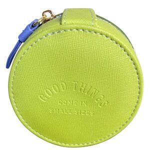 NWOT Anthropologie Lime Green Coin Purse Round Faux Leather Small Case Women OS